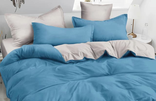 VS-BM2.0-211 Комплект постільної білизни Синьо-сірий, двоспальний VERSAILLES, Мікрофібра