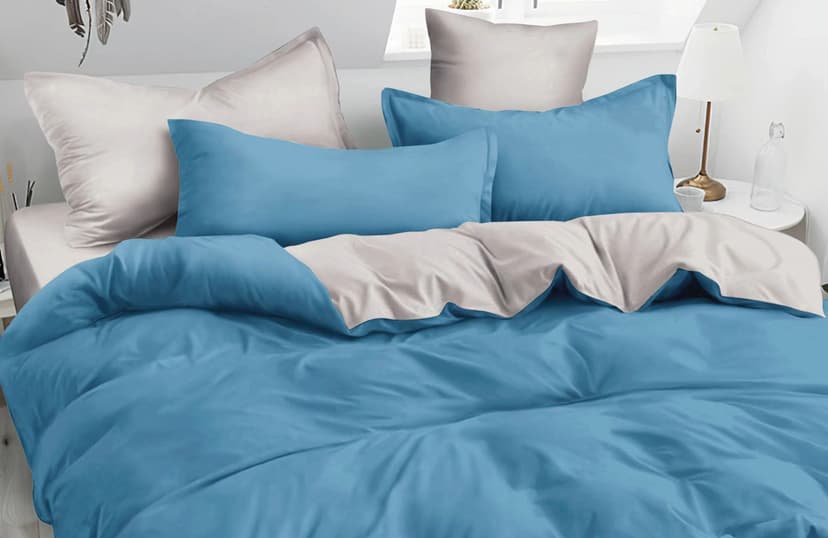 VS-BM2.5-211 Комплект постільної білизни Синьо-сірий, євро VERSAILLES, Мікрофібра