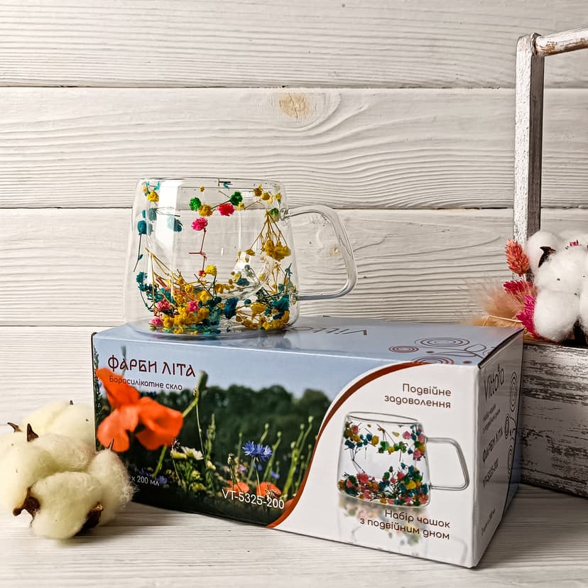 VT-5325-200 Набір чашок Фарби літа з подвійним дном VITTORA, 2шт, 200мл