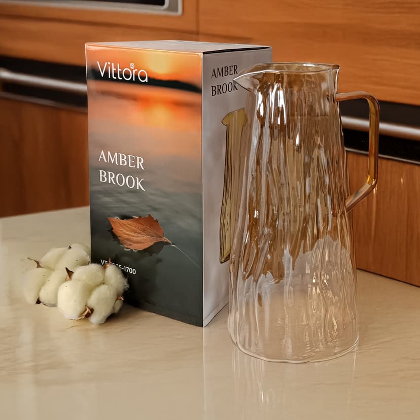 VT-5905-1700 Глечик скляний Amber Brook VITTORA, 1,7L