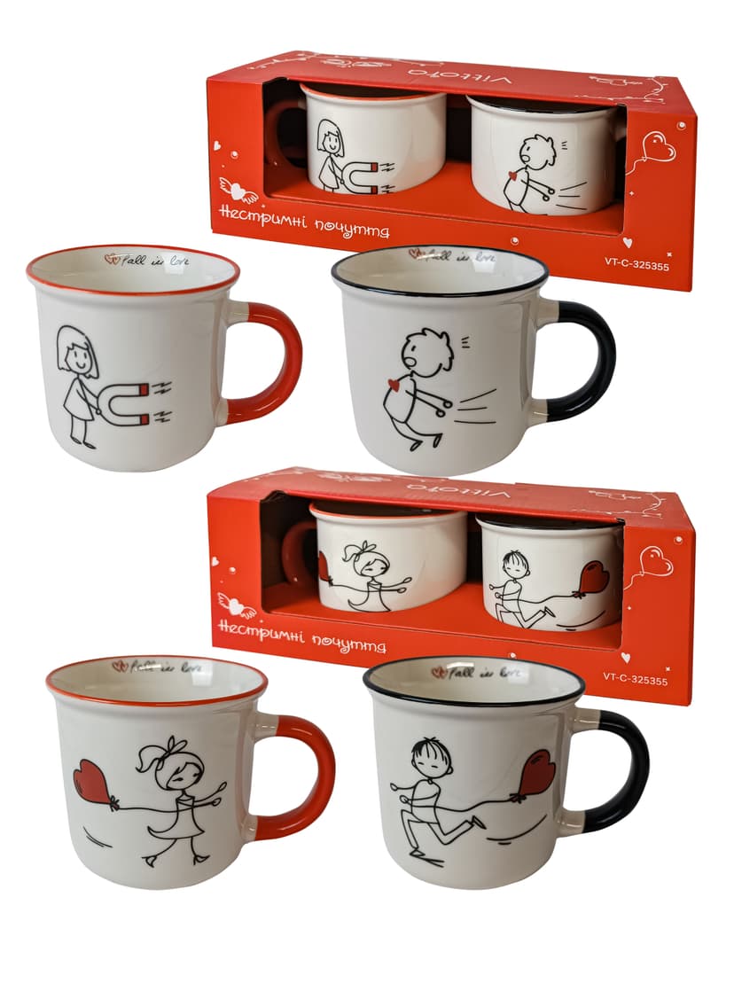 VT-C-325355 Набір чашок 2шт. Нестримні почуття Vittora, 355 мл