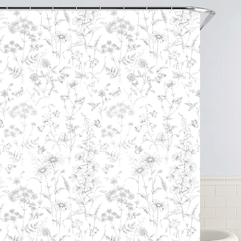 WK-10024 Шторка для ванної Сухоцвіти WERK, Поліестер 180x180 (з кільцями)