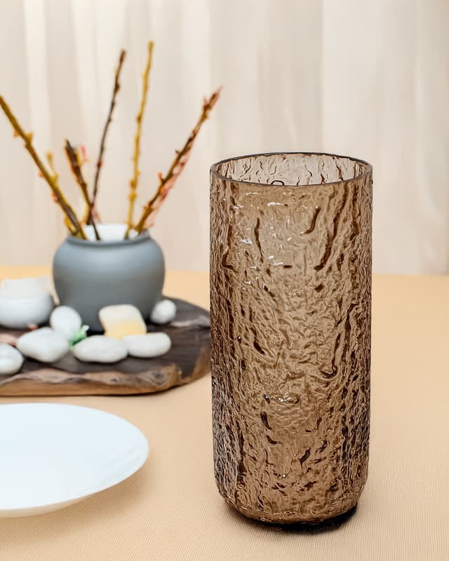 VT-V-0001 Ваза скляна Онікс (коричнева) 24.5см, VITTORA