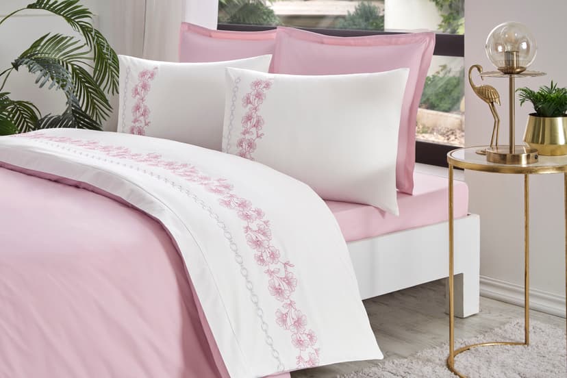 Комплект постільної білизни CK BOUTIQUE PEMBE PETRA рожевий, євро (4 наволочки), OZDILEK