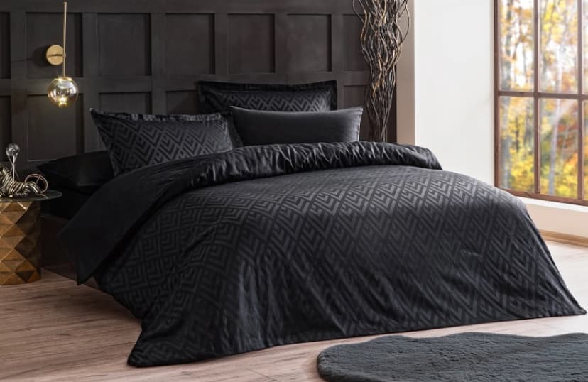 Комплект постільної білизни CK JAKAR GEOMETRIK чорний, євро (4 наволочки), OZDILEK