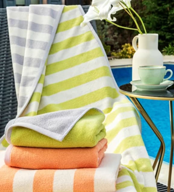 Рушник DOUBLE C.STRIPE зелено-сірий 70х145см, 100% бавовна, OZDILEK