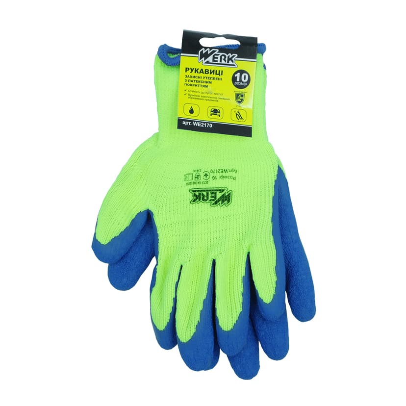 (WE2170) Рукавички ПЕ латексне покриття, утеплені з підв. WERK