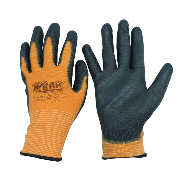 (WE2172) Рукавички ПЕ помаранчеві чорне ПУ покриття WERK