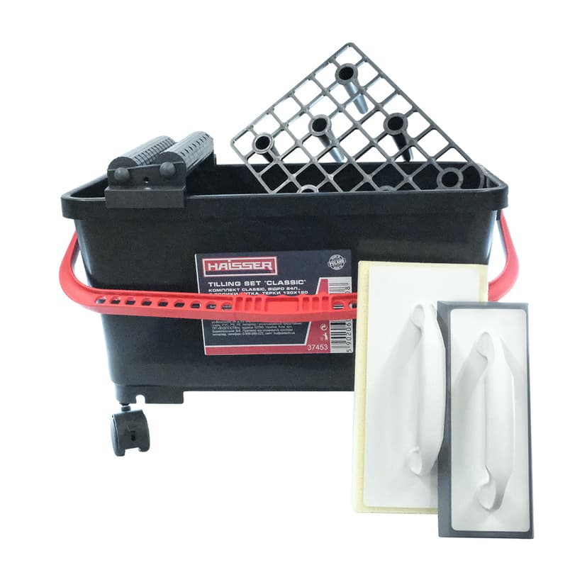 (37453) Комплект CLASSIC, відро 24л., 2 рол., сітка, терки 140х270 губка, 100х245 гума HAISSER