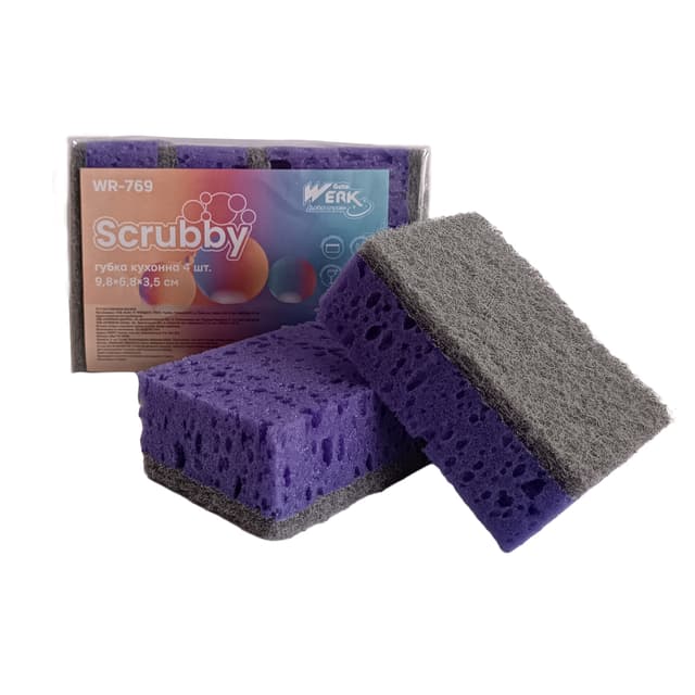 Губка кухонна Scrubby 4 шт (WERK), 9.8х6,8х3,5 см