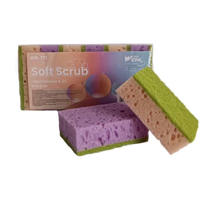 Губка кухонна  Soft Scrub 6 шт (WERK), 9х6х3 см