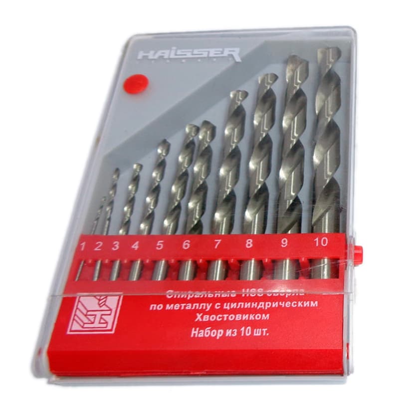 Набір свердл по металу HSS - (1-10)мм, 10шт (HAISSER)