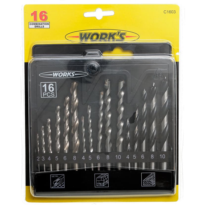 Набір свердл комбінований - 16шт, C1603 (WORK'S)