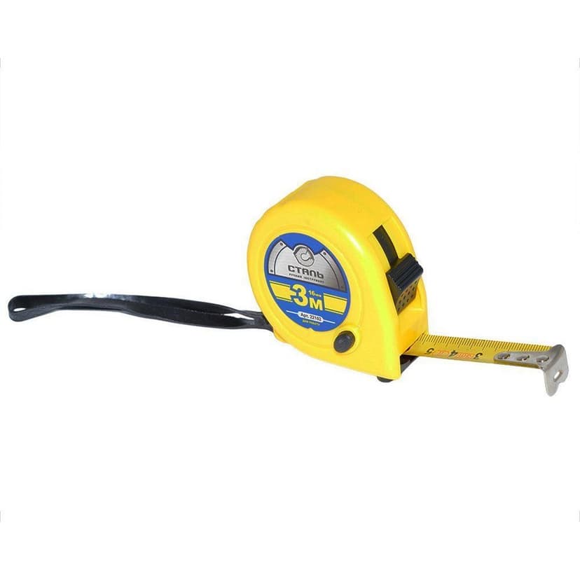 (22102) 3мх16мм рулетка пластиковий корпус Сталь