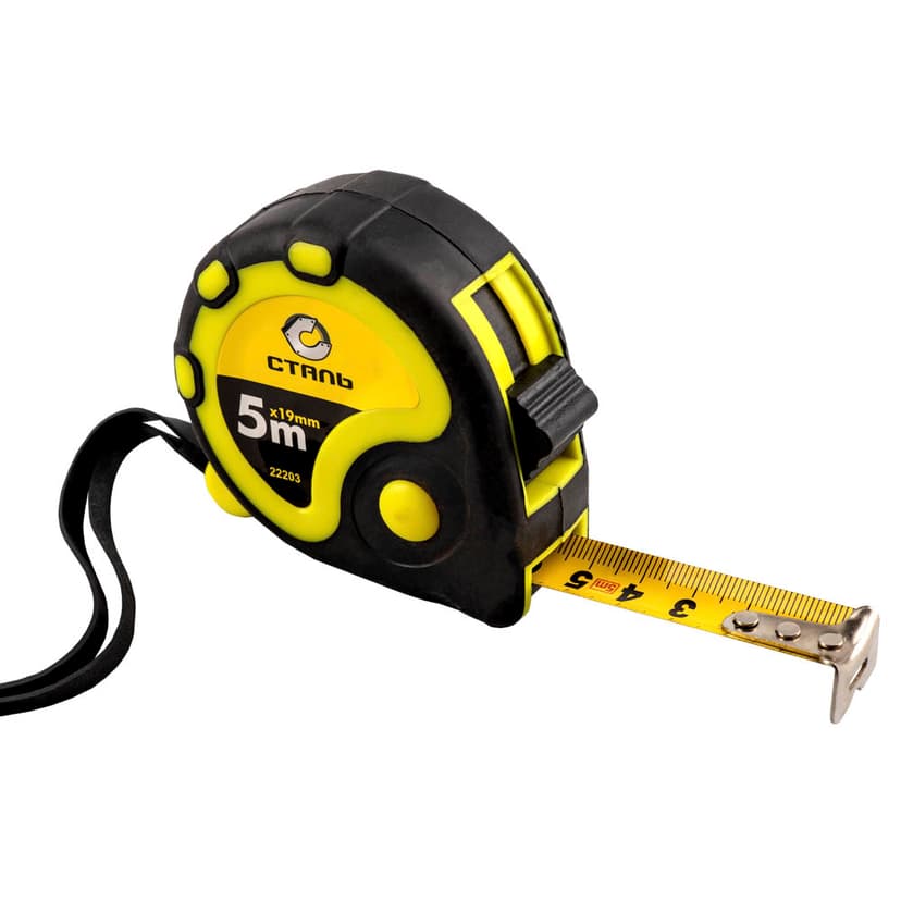 (22203) 5мх19мм рулетка прогум. вставки Сталь