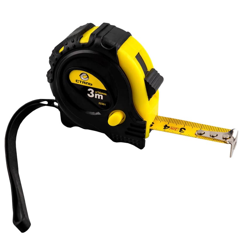(22301) 3мх16мм рулетка прогумований корпус Сталь