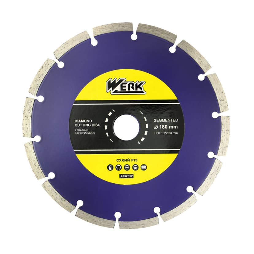 Диск алмазний по бетону Segment - 180x7x22.23мм (WERK)
