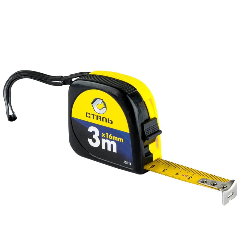 (22911) 3мх16мм рулетка пластиковий корпус Сталь