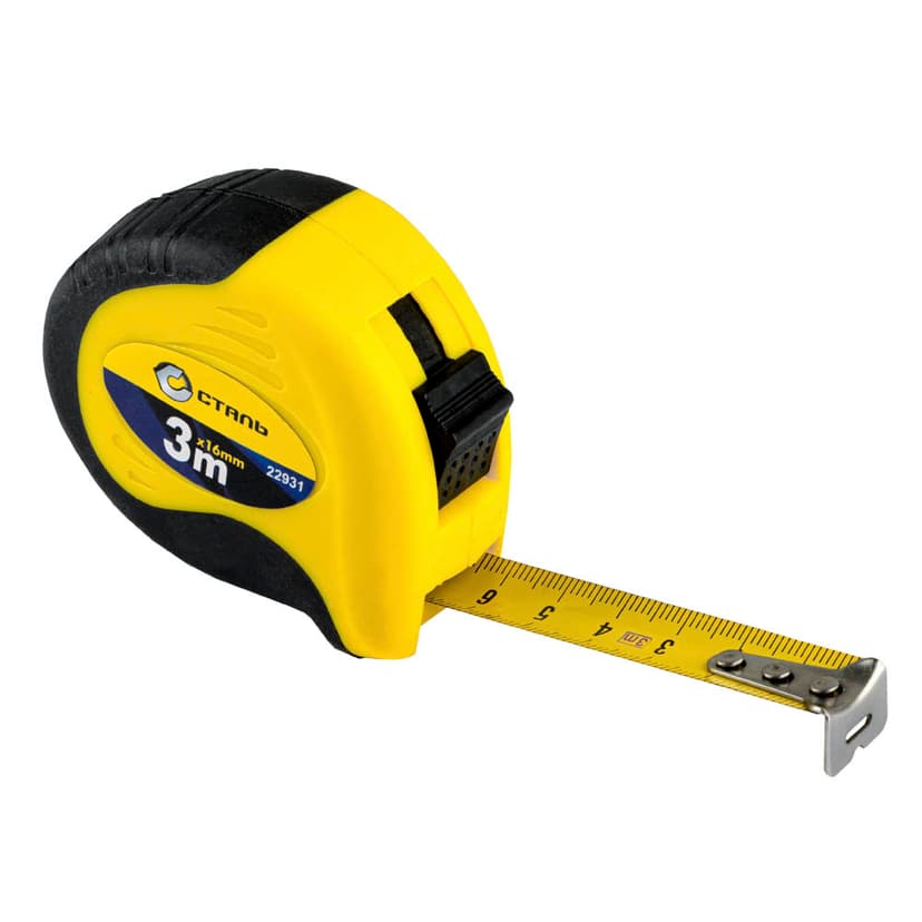 (22931) 3мх16мм рулетка прогумовані вставки Сталь