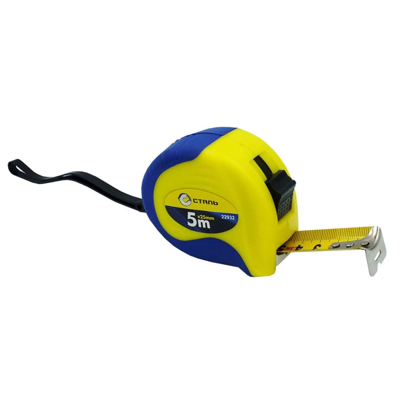(22932) 5мх25мм рулетка прогумовані вставки Сталь