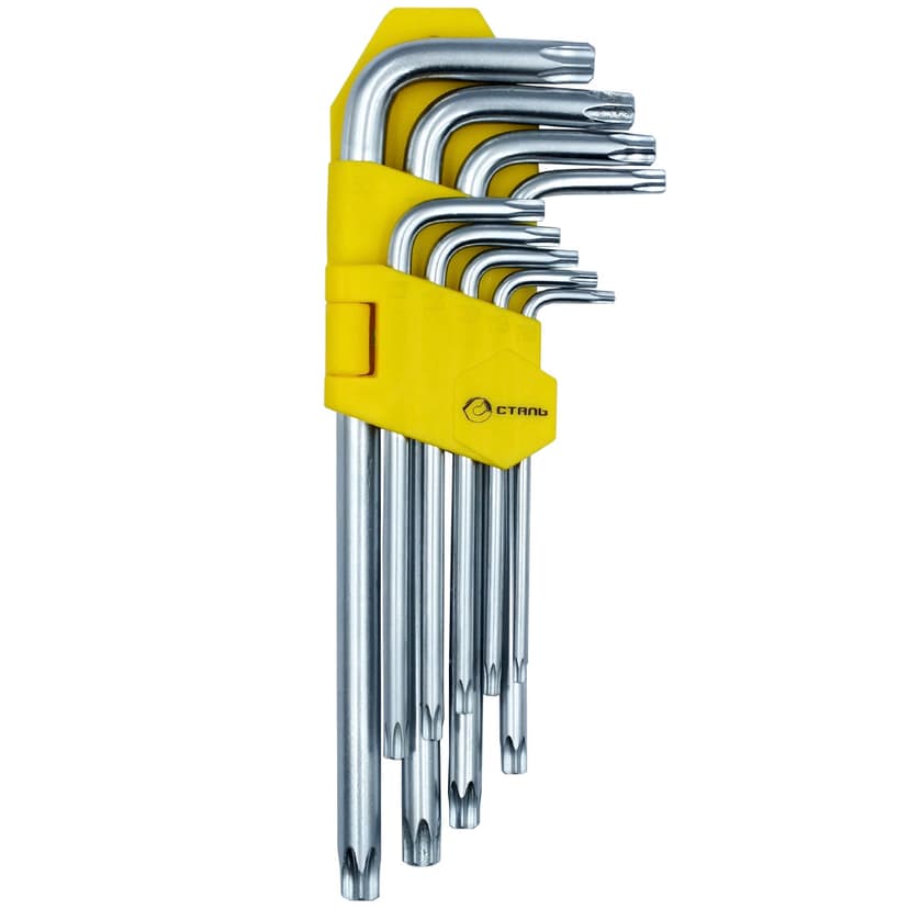 (48106) Набір Г-подібних ключів подовжених TORX з отвором СТАЛЬ