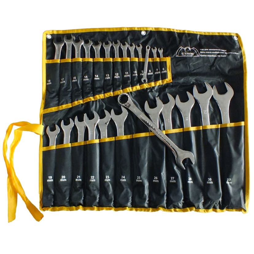 (48034) Набір ключів комбінованих - CRV 25 од.(6-28мм, 30, 32 мм), дзерк СТАЛЬ