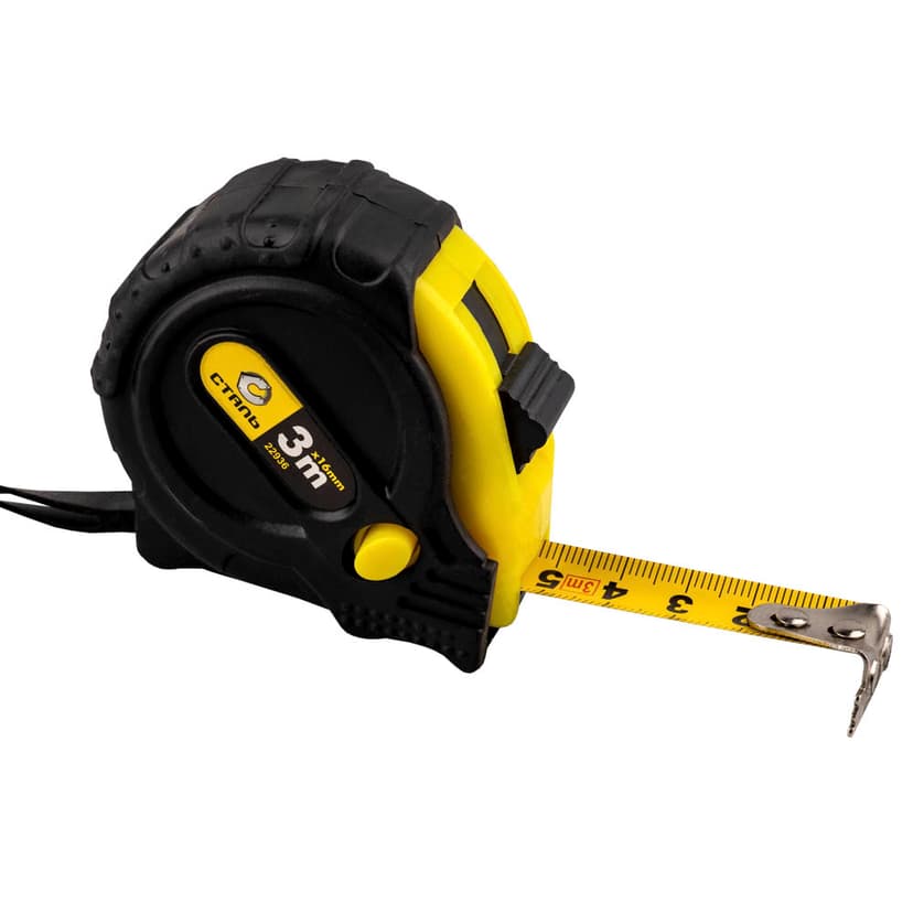 (22936) Рулетка вимірювальна 3мх16мм прогум.корпус магніт Сталь