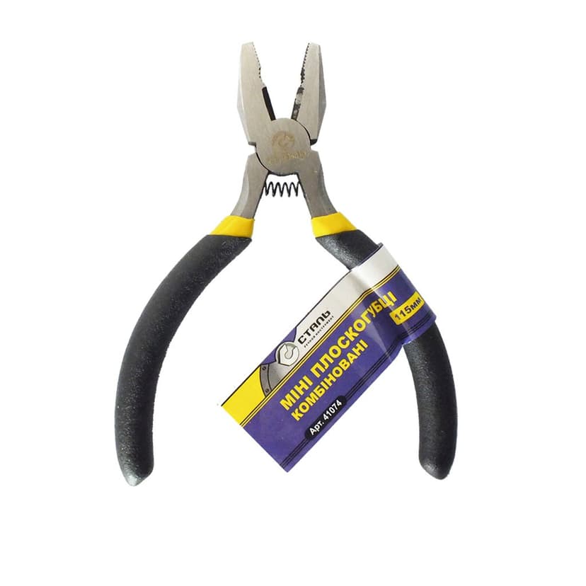 (41074) Міні плоскогубці 115 мм шліфовані, обливні рукоятки СТАЛЬ
