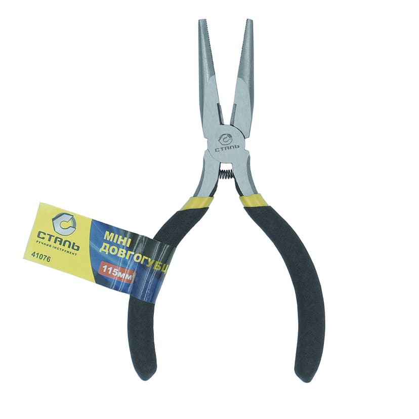 (41076) Міні довгогубці 115 мм шліфовані, обливні рукоятки СТАЛЬ