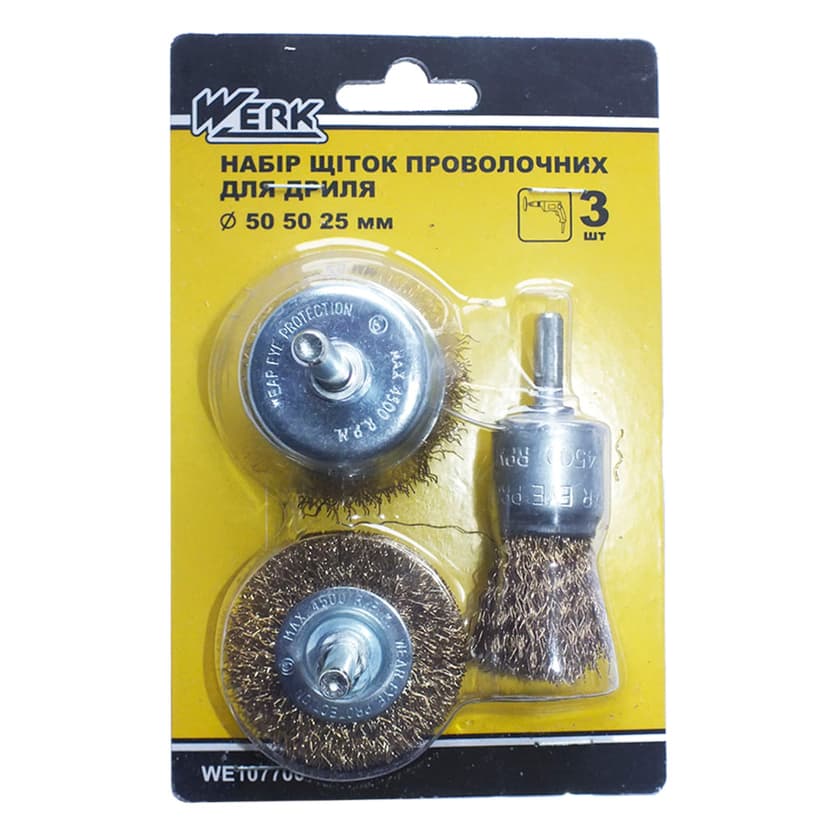 Набір щіток проволочних 3 шт. (25, 50, 50 мм), WERK