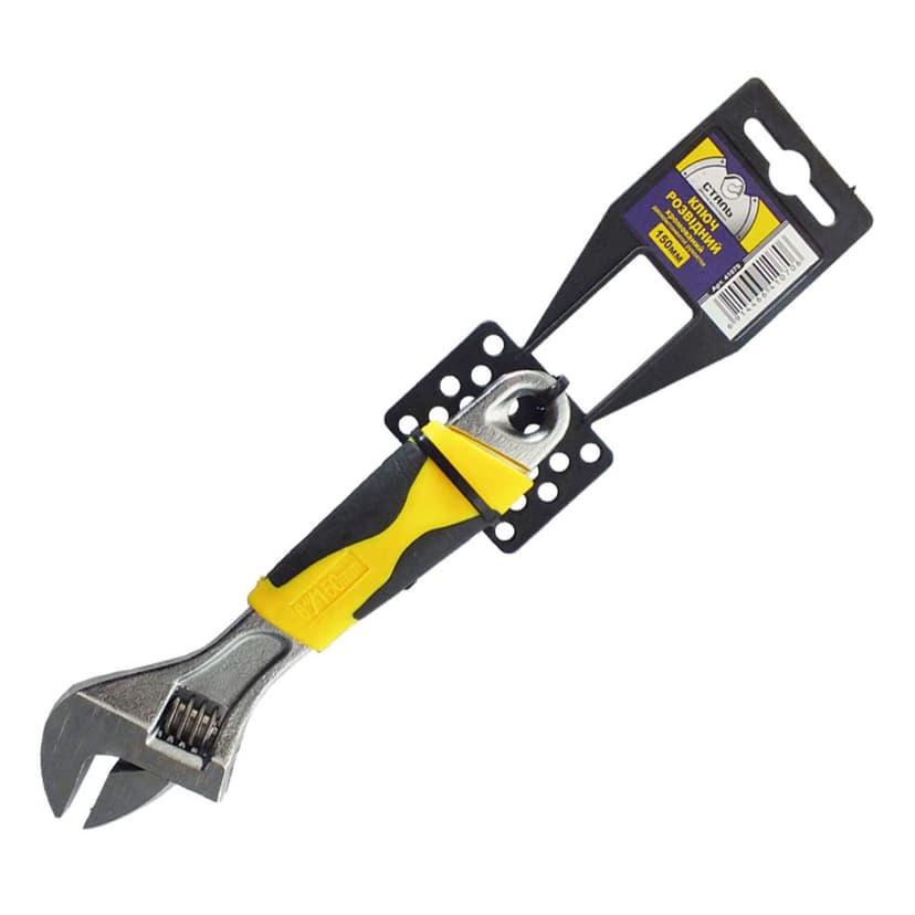 (41073) Ключ розвідний 300 мм хромований,двокомпонентні рукоятки СТАЛЬ