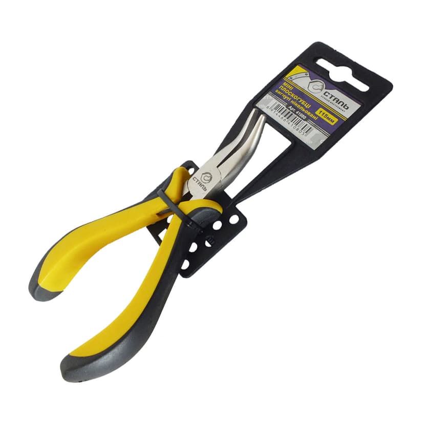 (41080) Міні плоскогубці вигнуті нікельовані 115 мм СТАЛЬ