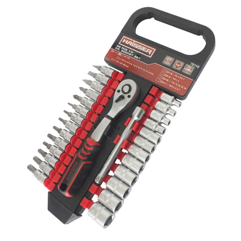 (70110) Набір головок та насадок торцевих з тр. 1/4", 28од. HAISSER