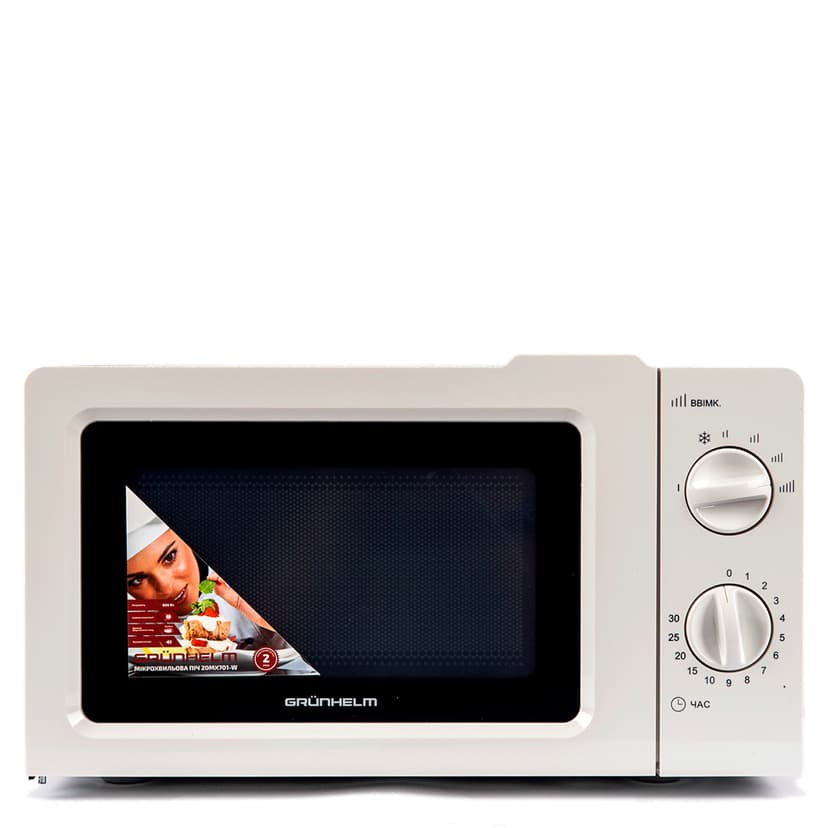 Мікрохвильова піч - 20MX701-W (біла) 20л, 700 Вт, мех. (GRUNHELM)