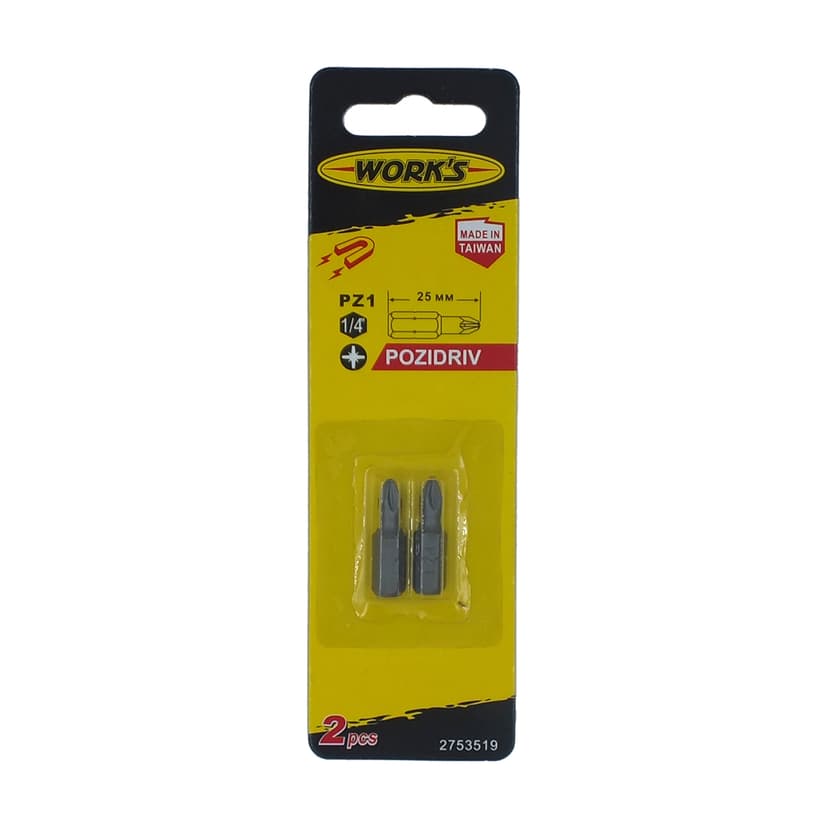 Набір біт - PZ1x25мм, 2шт (WORK'S)