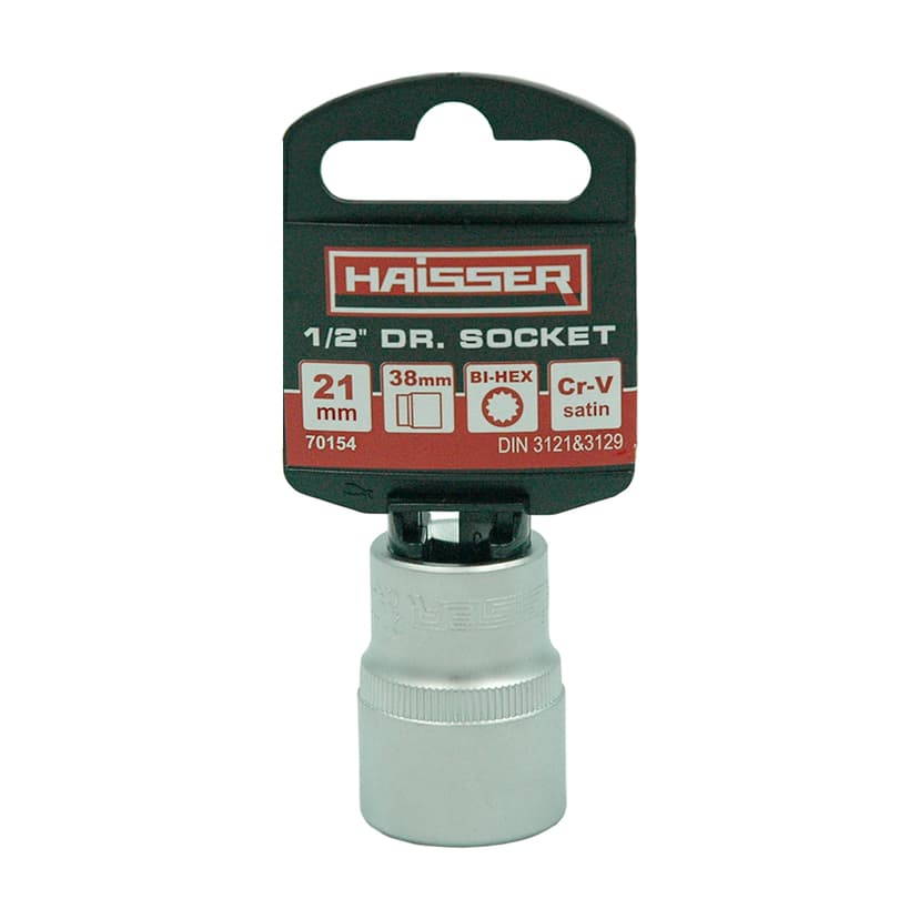 (70154) Головка торцева дванадцятигранна 1/2" сатин 21ммx38мм HAISSER