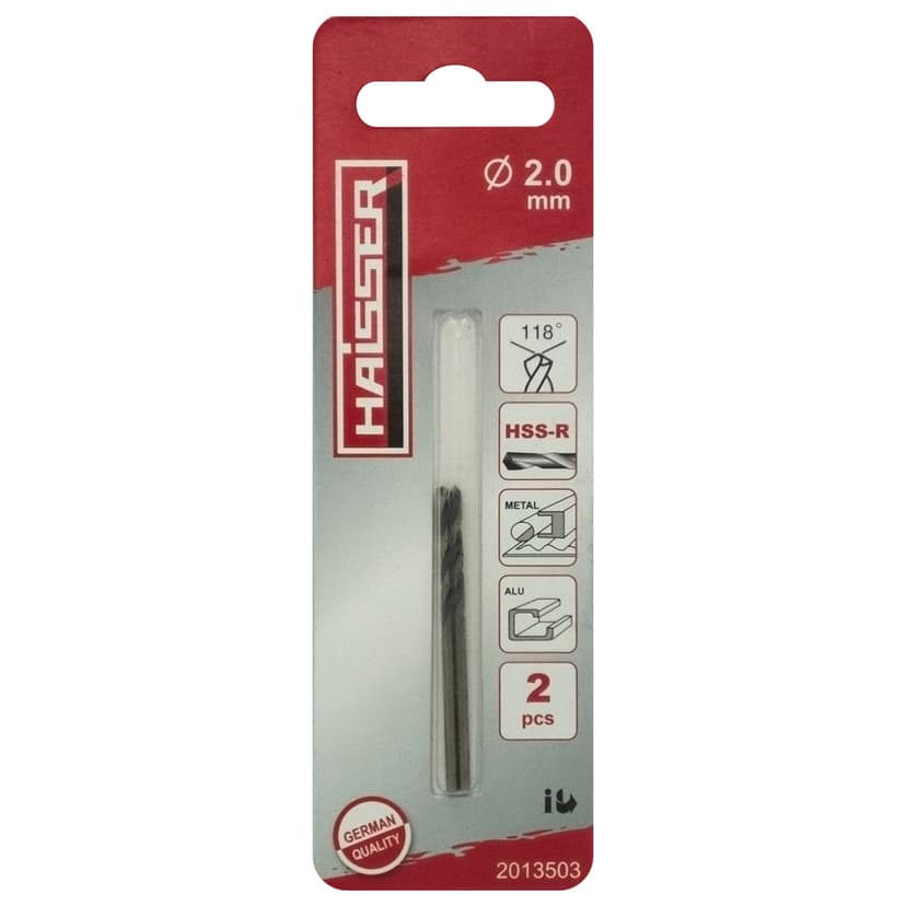 Свердло по металу HSS-R - 2.0х24х49мм Кобальт. покр DIN 338 уп.2шт (HAISSER)