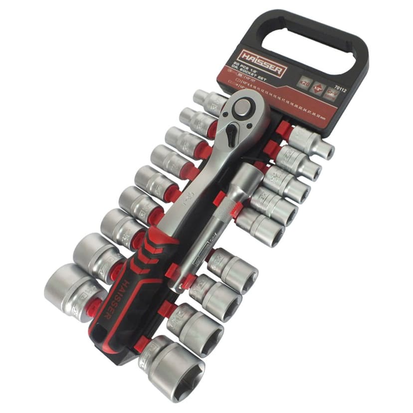 (70112) Набір насадок торцевих з тріскачкою 1/2", 20 од.. HAISSER