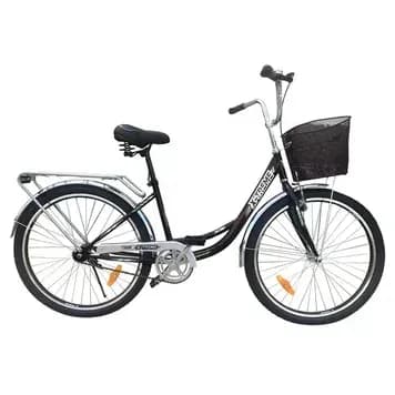Велосипед X-TREME TOUR 2604 сталь., розмір рами 26" дюймів, розмір коліс 26" дюймів, колір чорно-білий +корзинка сталева