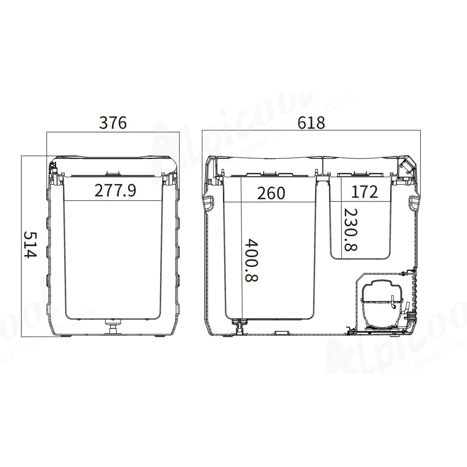Компресорний автохолодильник Alpicool NLS55 (39 літрів). Двокамерний. До -20℃, (12, 24, 220 вольт) — мініатюра 4