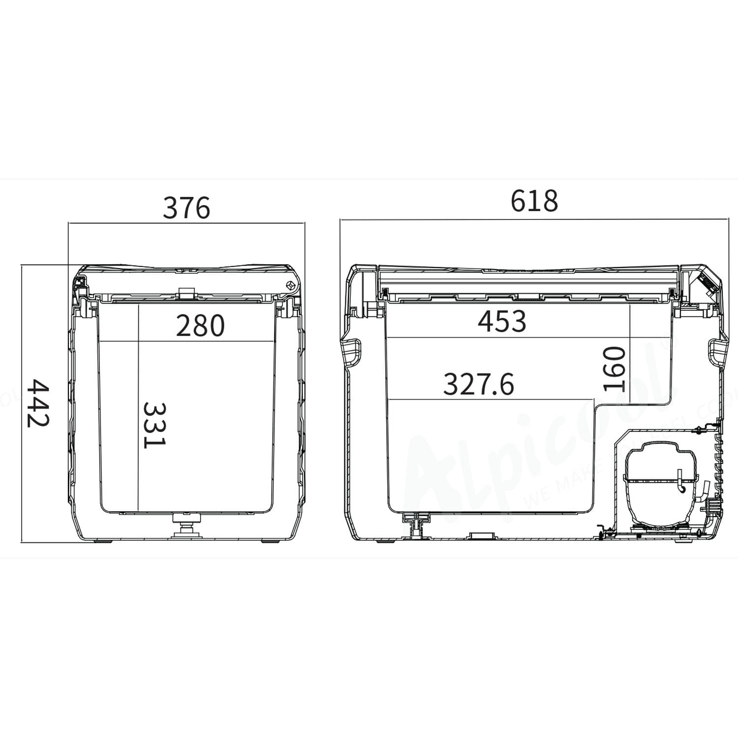 Компресорний автохолодильник Alpicool NL40 (35 літрів, LG Compressor). До -20℃, (12, 24, 220 вольт) — мініатюра 6