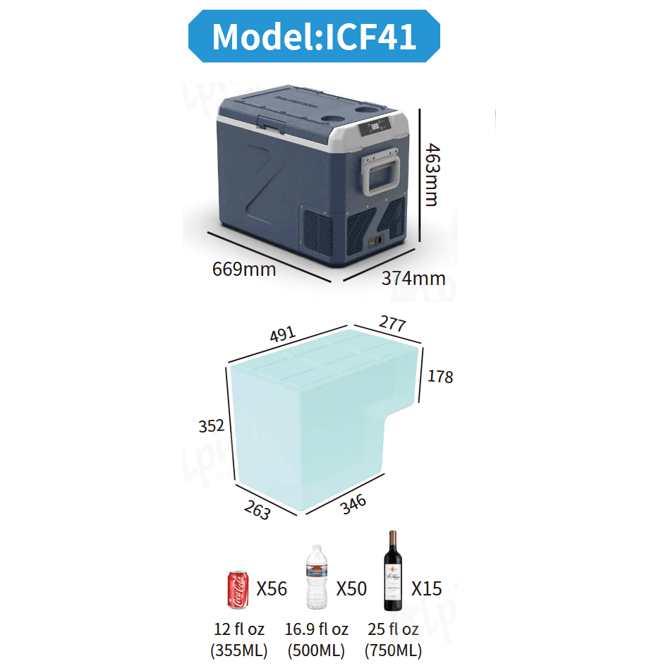 Компресорний автохолодильник Alpicool ICF41 (40 літрів). До -20℃, (12, 24, 220 вольт) — мініатюра 6