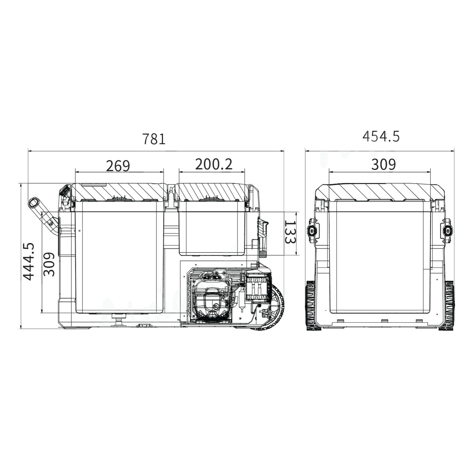 Компресорний автохолодильник Alpicool TGBSW35 (LG). 38 літрів. Двокамерний. До -20℃. (12, 24, 220 вольт) — мініатюра 7