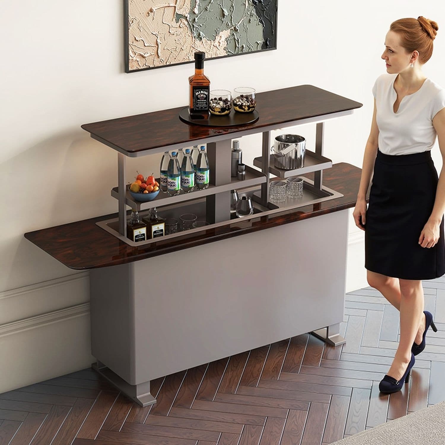 Розумний сервант (шафа) з вбудованим холодильником Primst CB150 (150 литров, Wood) — мініатюра 2