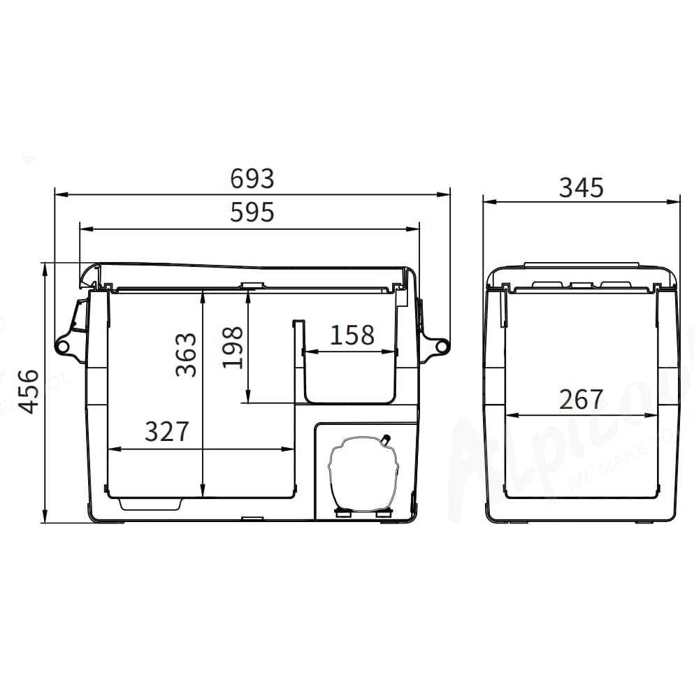 Компресорний автохолодильник Alpicool CF45 (40 літрів). До -20℃. (12, 24, 220 вольт) — мініатюра 7