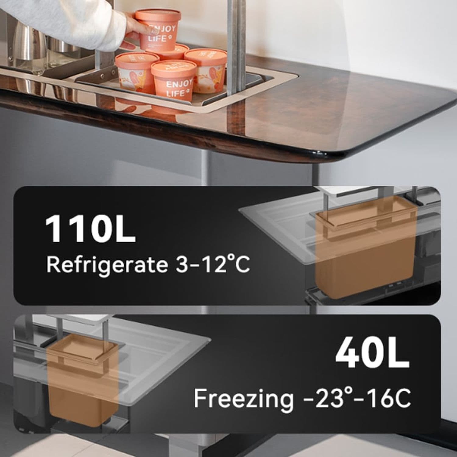 Розумний сервант (шафа) з вбудованим холодильником Primst CB150 (150 литров, Wood) — мініатюра 5