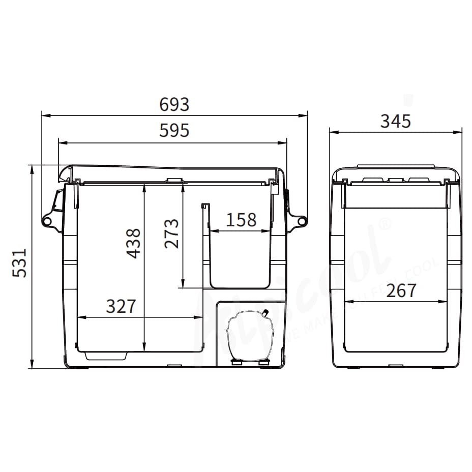 Компресорний автохолодильник Alpicool CF55 (50 літрів). До -20℃. (12, 24, 220 вольт) — мініатюра 7