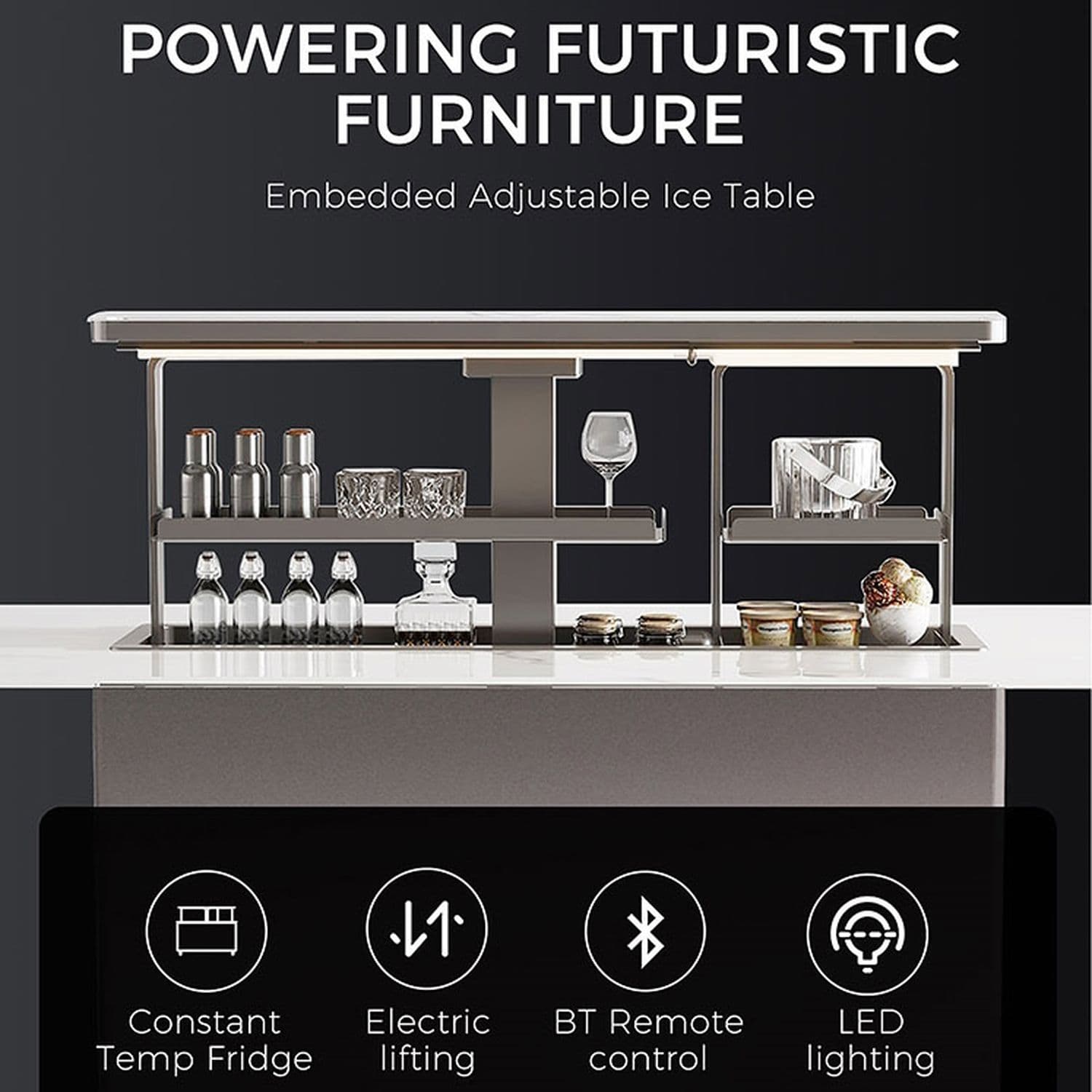 Розумний обідній стіл з вбудованим холодильником Primst CB150 (150 литров, Чорний) — мініатюра 5