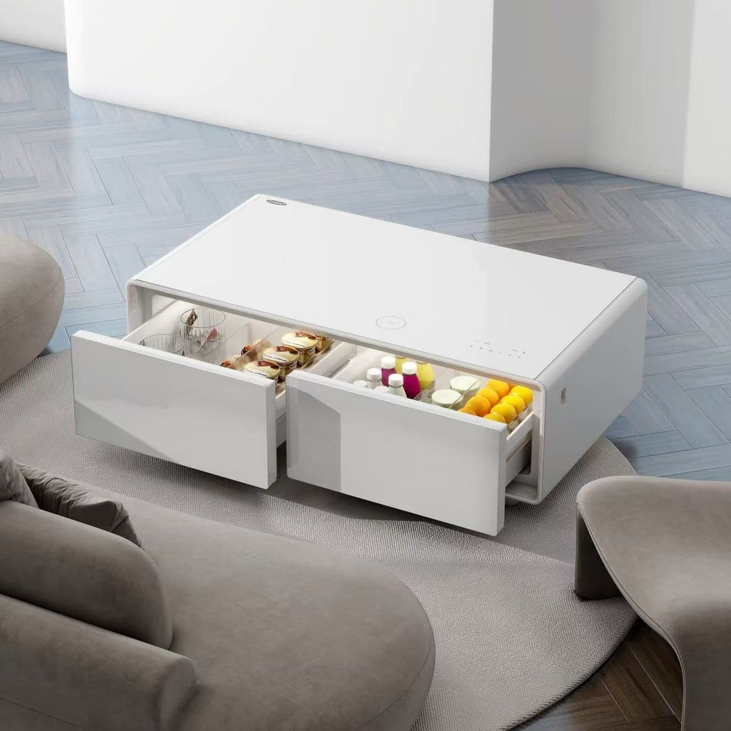 Розумний журнальний стіл з холодильником Primst TB135 (Білий, 135 літрів) — фото 1