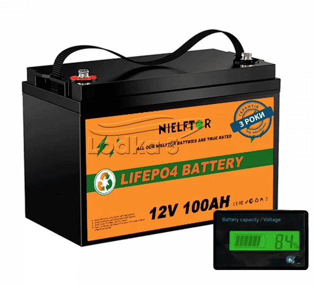 Літій-залізо-фосфатний акумулятор NIELFTOR LiFePO4 12.8V 100 Ah LCD (1280Wh) (BMS 100A) NFT-12100JK-LCD